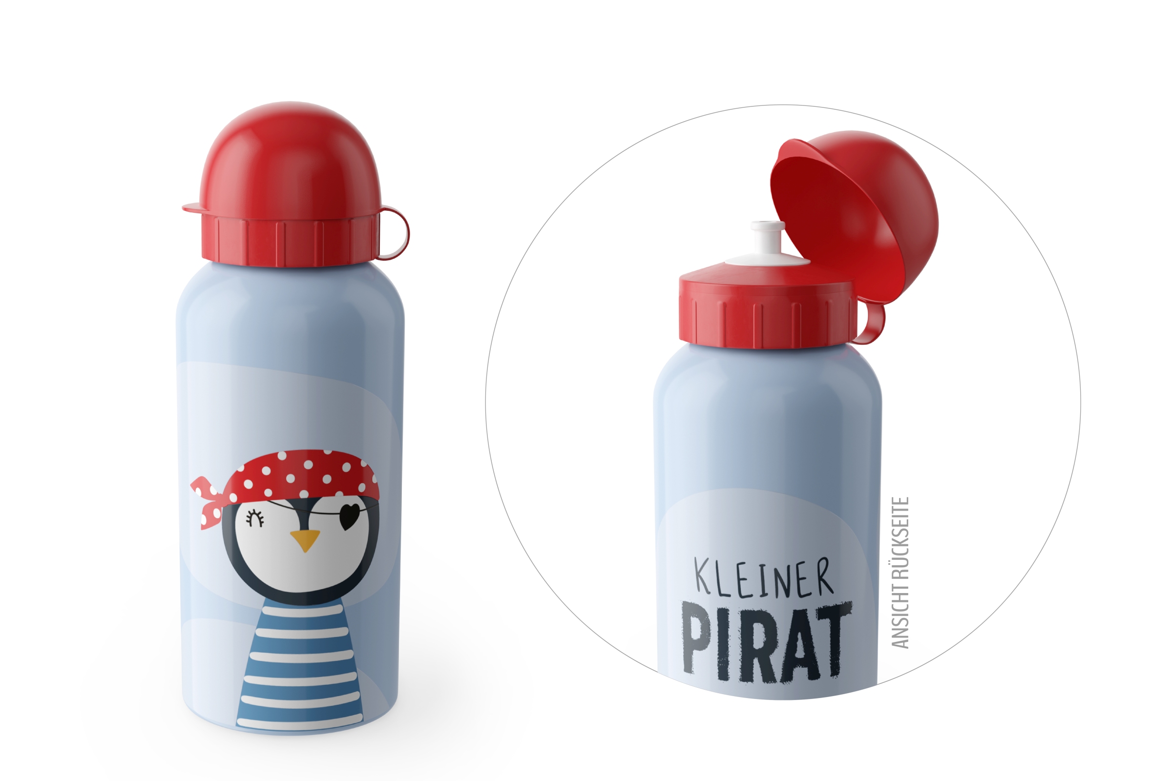 Kinder Trinkflasche Pinguin / kleiner Pirat  