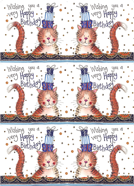  Birthday Cat  - Geschenkpapier SGW13