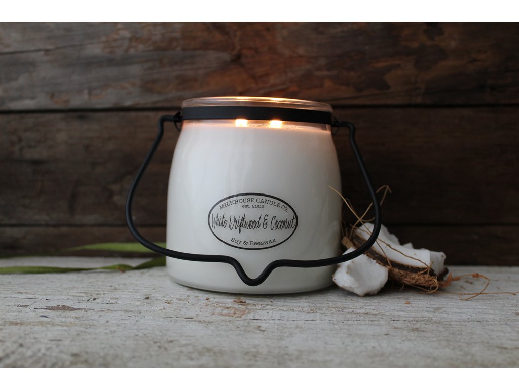 WHITE DRIFTWOOD & COCONUT Butter Jar  454g - Milkhouse Candles