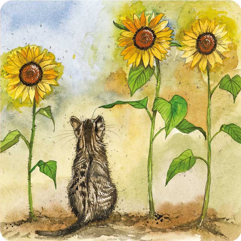 Cat and Sunflowers - Untersetzer C233