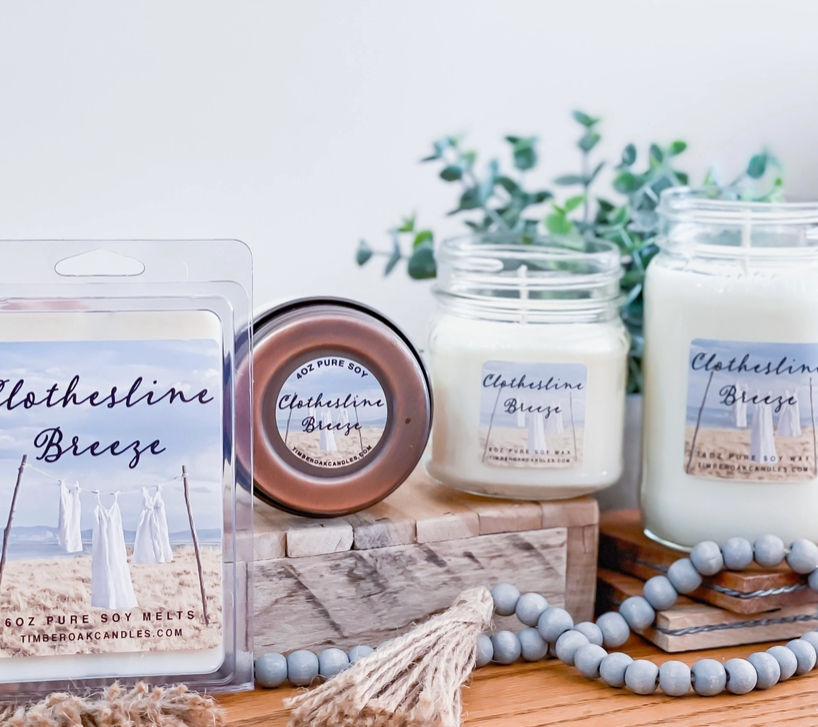 CLOTHESLINE  BREEZE Candle 8 oz - Timber Oak Candles